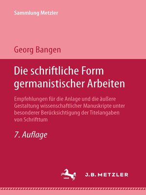 cover image of Die schriftliche Form germanistischer Arbeiten
